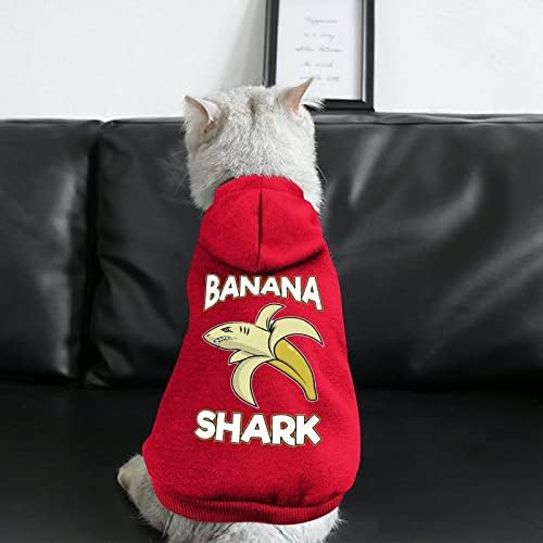 Банана ајкула персонализирана дуксери за миленичиња кучиња меки пријатни кучиња облека што дишат џемпери за миленичиња со капа М.