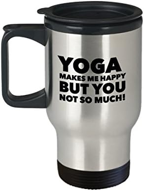 Јога Патување Кригла Тамблер Чаша - Јога ме прави среќен, но не толку многу - Кафе/Чај/Пијат Топло/Ладно Изолирани-Смешни Новина Одмор Подарок
