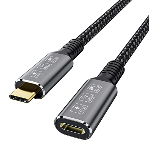 Yiwentec USB4 8K 0,8M кабел Thunderbolt 4 Компатибилен USB 4 тип-C машки до женски продолжен кабел Ultra HD 8K@60Hz 100W Полнење 40Gbps трансфер
