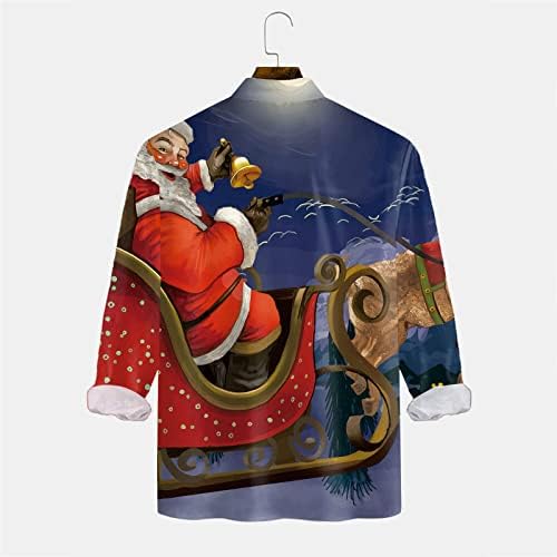 Wybaxz 2022 Божиќни мажи обични долги ракави есенски зимски Божиќ 3Д печатени кошули модни врвни кошули со блуза момче момче