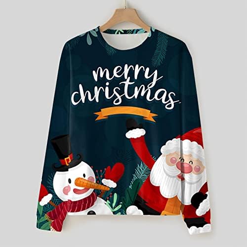 ЗДДО Среќен Божиќ Машки Дуксери Пуловер, 3Д Смешни Божиќ Дедо Мраз Печатени Екипажот Партија Дизајнер Џемпер Блузи