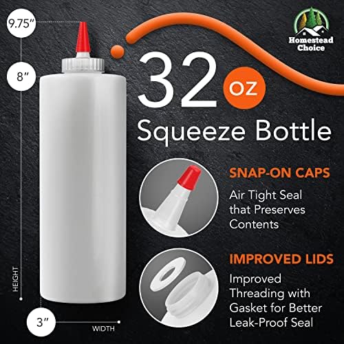 5 - пакувајте Пластични Шишиња Со Зачини За Стискање - 32 Унца Со Црвено Капаче - Направени ВО САД-Совршени За Кечап, СКАРА,