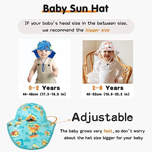 Geyanuo бебе сонце капа, дете за заштита на сонцето, капачиња за заштита на сонце, UPF 50+, лето на отворено капа за плажа за деца