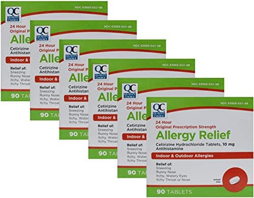 Избор за квалитет 24 часа олеснување на алергија Цетиризин хидрохлорид таблети, 10 мг антихистамин 90 таблети пакет од 6