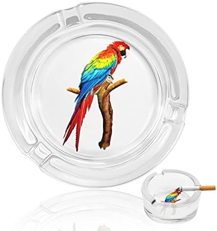 Слатка папагал тркалезна стакло од стакло од пепелници за цигари случај симпатична сад за пушење пепел