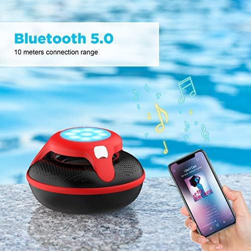 Преносни Bluetooth звучници, безжичен лебдечки звучник стерео со водоотпорна IPX7 и шарена LED светло, 10 метри Bluetooth опсег за