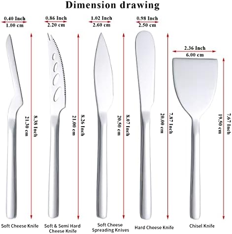 Комплет нож За Сирење берглендер од 5 За сите Видови Сирење, Нерѓосувачки Челик Машина За Сечење Сирење Slономски Дизајн За Удобно Држење