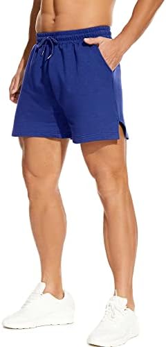 Shortsbo Mens Shorts Shorts 5.5 Брза сув салон за вежбање Атлетски шорцеви за трчање со џебови