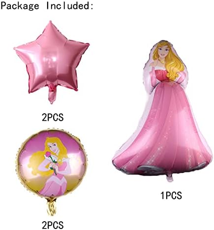 Htry 5 парчиња Дизни принцеза заспа за спиење Балони за убавина Фолија за деца роденденски туш за туширање принцеза тематска забава украси
