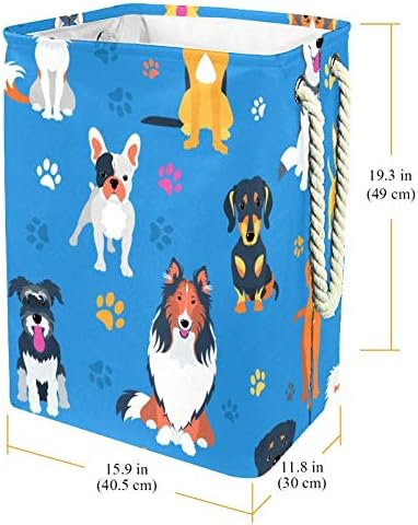 Djrow Попречуваат Цртани Кучиња И Отпечатоци Високи Преклопливи Корпи за Перење со Рачки Склоплива Облека И Корпи За Складирање Играчки