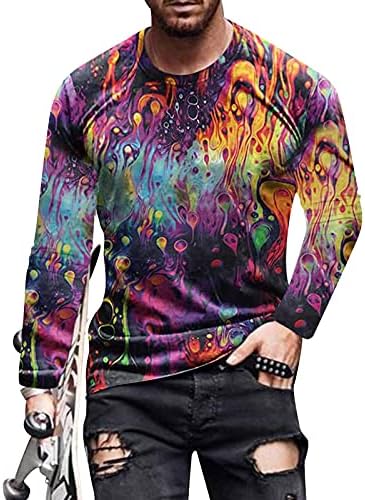 Обичен дигитално печатење машки ракав 3Д улица долга врат маица маица блуза цветни кошули мажи
