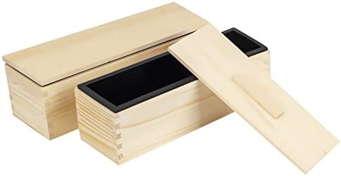 2PACK 42 мл Флексибилен правоаголен силиконски сапун сапун комплет за калапи со дрвена кутија за КП и пратеник што ги прави