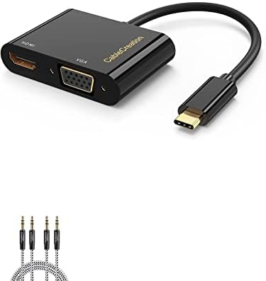 CableCreation USB C до HDMI VGA адаптер со 3,5 mm Audio & USB C PD PORT PORT пакет со AUX кабел