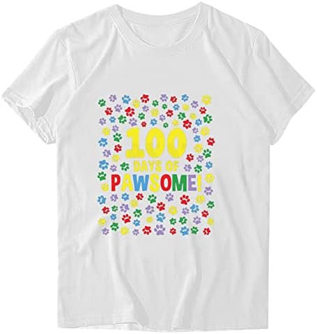 Памучна маица со памучна маица за девојки есен летна облека мода со кратки ракави, графички графички лабава кошула, јас сум