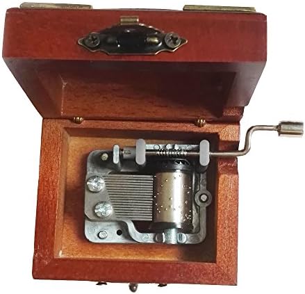 Fnly 18 белешка Античка чипка со рака дрвена музичка кутија со движење со сребро, кутија за музички подароци, ода до музичка