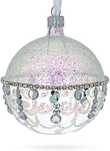 Дијамант лустер на чиста стаклена топка Божиќен украс 3,25 инчи
