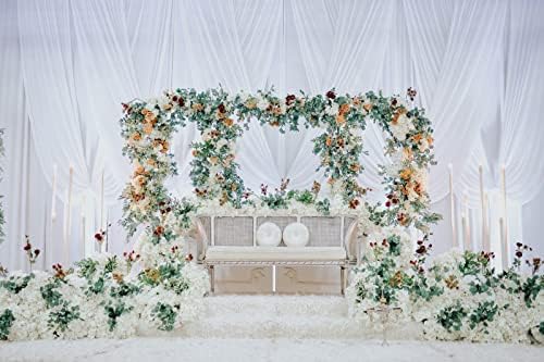 12x10ft цвеќиња свадба позадина бела завеса цветни зелени лисја wallидни невестински туш позадина за фотографија годишнина од церемонија на