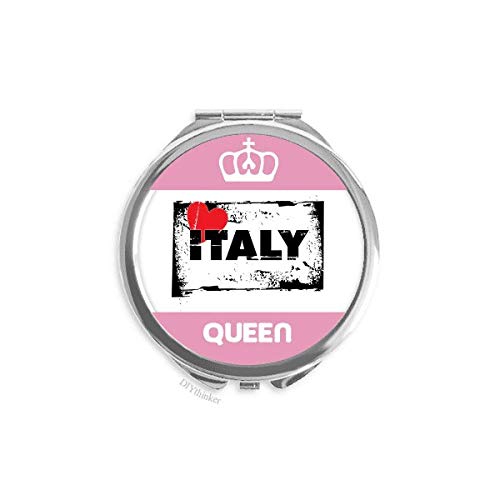 Ја Сакам Италија Збор Љубов Срце Правоаголник Мини Двострани Преносни Шминка Огледало Кралица