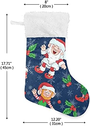 Божиќ Дедо Мраз снегулки Божиќни чорапи Големи Божиќни чорапи за божиќна трпезарија дрво камин виси чорапи чорапи за украси за Божиќни