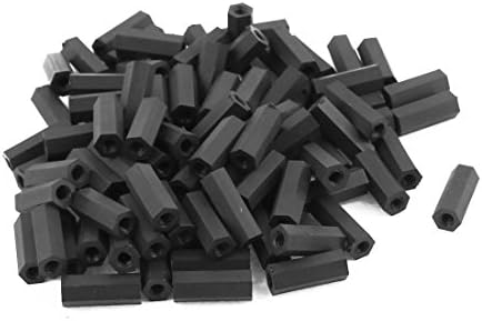Aexit 100 парчиња Spapers & Standoffs M3 x 15mm Црна најлон хексагонална навојна просториска поддршка
