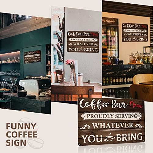 Русен Кафе Бар Декор, Кафе Знаци За Кафе Бар, Кафе Метал Знак Е Погоден За Кујна, Трпезарија, Канцеларија На Ѕидот. Димензиите на Алуминиумските