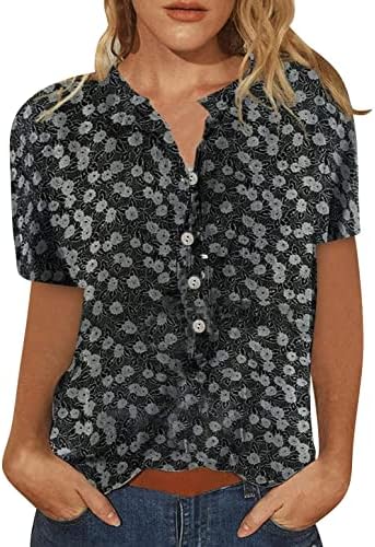 маици на uikmnh жени кратки ракави за цвеќиња со цвеќиња од цветна кошула лето летна кошула