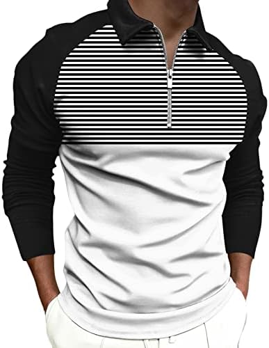 Вокачи 2022 Поло кошули за мажи, поштенски врат со долги ракави блок -бојата за крпеница на голф врвови на двојки за дизајнер на мускули