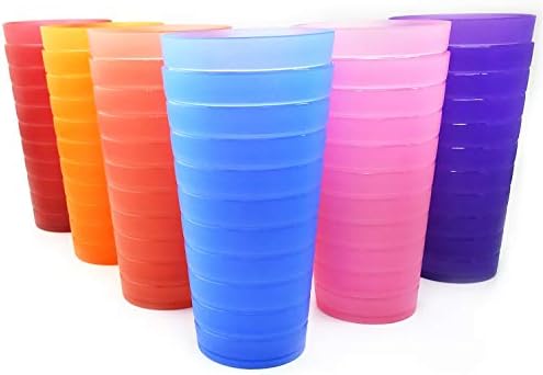 Нераскинливи Пластични Чаши За Пиење Од 32 унци, Комплет Од 12 разнобојни машини за миење Садови, Без БПА
