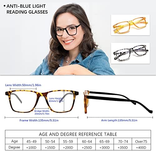 COJWIS 6 Пакет Компјутерски Очила За Читање Сина Светлина Блокирање На Анти Напрегање На Очите Читателите На Пролетните Шарки За Жени Вклучуваат Очила За Сонце