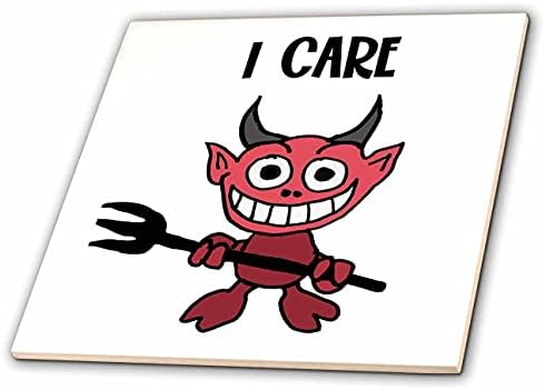 3dRose Смешни Ѓаволот со Вилушка вели Јас Се Грижат Ѓаволот Може Да Се Грижи Игра На Зборови-Плочки