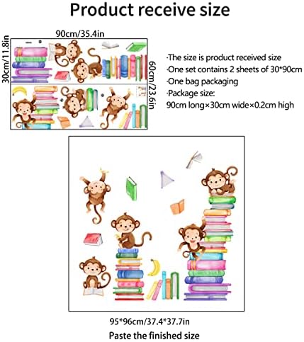 Мајмун Ѕид Налепници Животни Мајмун Читање Книги Ѕид Налепници За Бебе Расадник Деца Спална Соба Училница Ѕид Декор