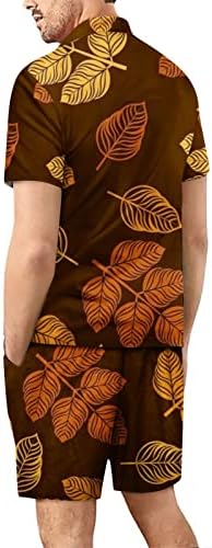 Облека на плажа RBCULLF за копче за кратки ракави за мажи надолу од лаптовата блуза врвови шорцеви 2 парчиња поставени хавајски кошула