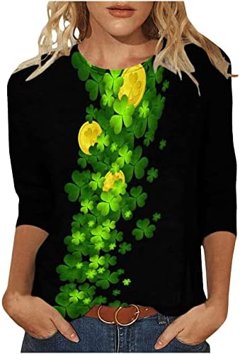 Нова женска туника врвови ирска маичка ул. Скокач на маицата на Патрик 3/4 долги ракави Детелина Шамрок кошули
