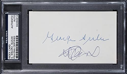Џорџ Сислер &засилувач; Ичиро Сузуки Потпиша 3х5 Индекс Картичка ПСА/Днк Плоча-Млб Намалување Потписи
