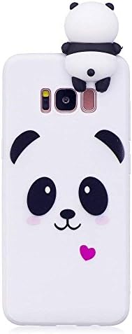 Телефонски случај на лаптоп за Samsung Galaxy S8 Case Soft Back 3D Cartone Panda Case Lovely Girly Bear Design Тенок флексибилен