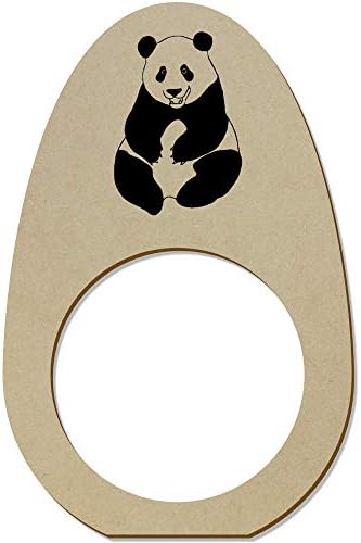 Азиеда 5 x 'Среќна панда' дрвена салфетка прстени/држачи
