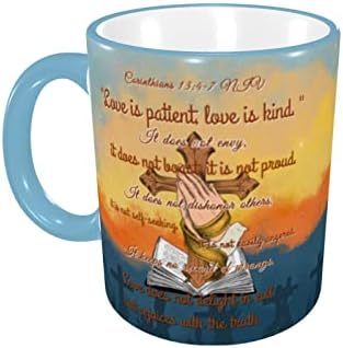 Библиски Стих Кригла Патување Кафе Кригла За Мажи Жени 11 Унца Керамички Чај Чаша, Инспиративна христијански подарок Спокојство Молитва