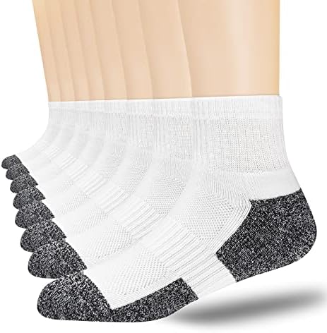 Чорапи за атлетски глуждови на глуждот Флшмцен 8-патеки со памучни квартални чорапи за мажи за влага за влага со големина 7-9/9-12/12-15