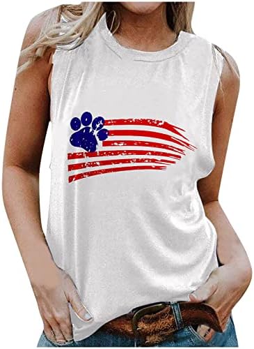 Соединетите држави во САД, женски американско знаме, печатено кошула без ракави, графичка графичка 4 -ти јули патриотска кошула