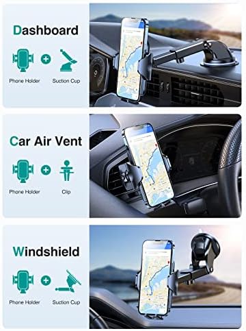 Vicseed Dash Phone Mount for Car - [Off -road стабилна] [Дебела кутија и големи телефони Пријателски] 3 во 1 држач за телефонски држачи за монтирање на вшмукување мобилна телефонија на м