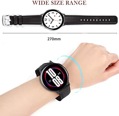 Compatible with Samsung Galaxy 5/Galaxy 4 40mm 44mm/Galaxy 3 41mm/Active 2/Galaxy Watch 42mm/Gear S2 Classic/Gear Sport, 20mm Leather / Elastic Nylon Replacement Wristband Strap Women Men
