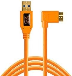 Tether Tools Teetherpro USB 3.0 до микро-б десен агол кабел | За брз трансфер и врска помеѓу камера и компјутер | Висока видливост