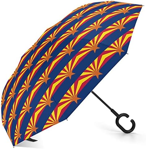 Знаме На arзона Превртен Чадор Ветроупорен Обратен Преклопен Чадор Со Рачка Во Форма На Ц За Мажи Жени