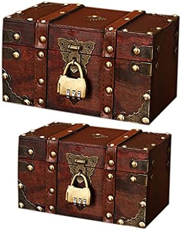 Кутија За накит Ретро Ковчег Со Богатство Со Заклучување Гроздобер Дрвена Кутија За Складирање Антички Стил Складирање На Организатор На Накит
