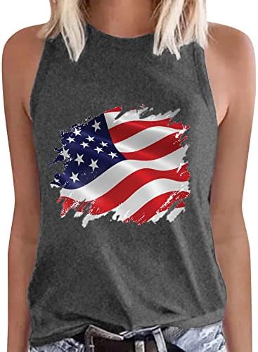 МИЈАШУИ Бери Топ Жените Америка Знаме Печатење Топ Маица Маица Без Ракави Круг Вратот Лабава Маица Елек Маица блуза 3xl