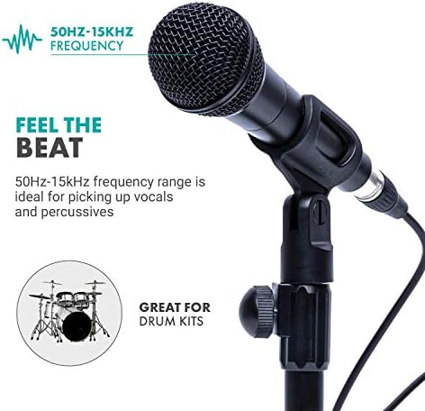 Movo HV -M5 динамичен кардиоиден вокален микрофон со внатрешен шок -меморија и шофершајбна - XLR компатибилен динамичен микрофон со адаптер