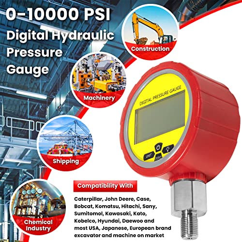 10000psi Дигитален хидрауличен мерач на притисок на притисок на притисок сензор за притисок со 1/4-инчен NPT конектор за влез 700BAR/70MPa