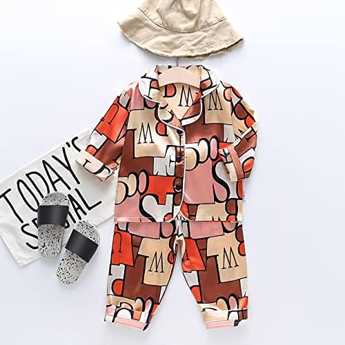 XBKPLO пижами големина 7 бебе момче девојки облеки цртани филмови Печатено копче со краток ракав надолу од 2 парчиња облека Детска облека
