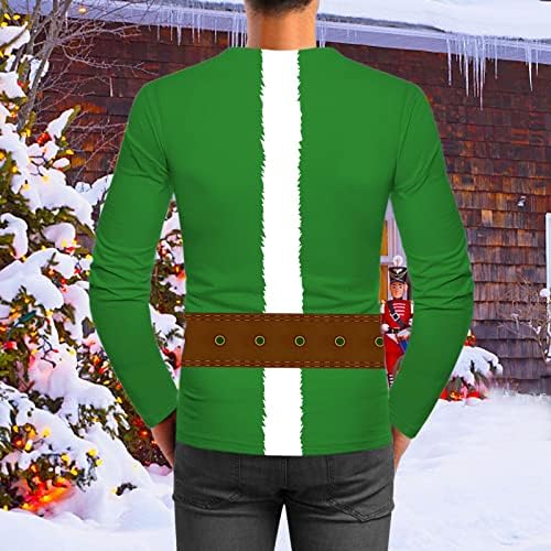Zddo Mens Designer Tilts 2022 Божиќ Смешно 3D графички принт со долги ракави маица XMAS тенок вклопувачки врвови за вежбање