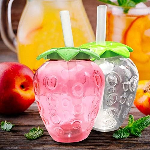LXDZXY 500ml Иновативна чаша за блескави пијалоци, чаша во форма на јагода од ананас, шише со сок од сок од сок со PP слама